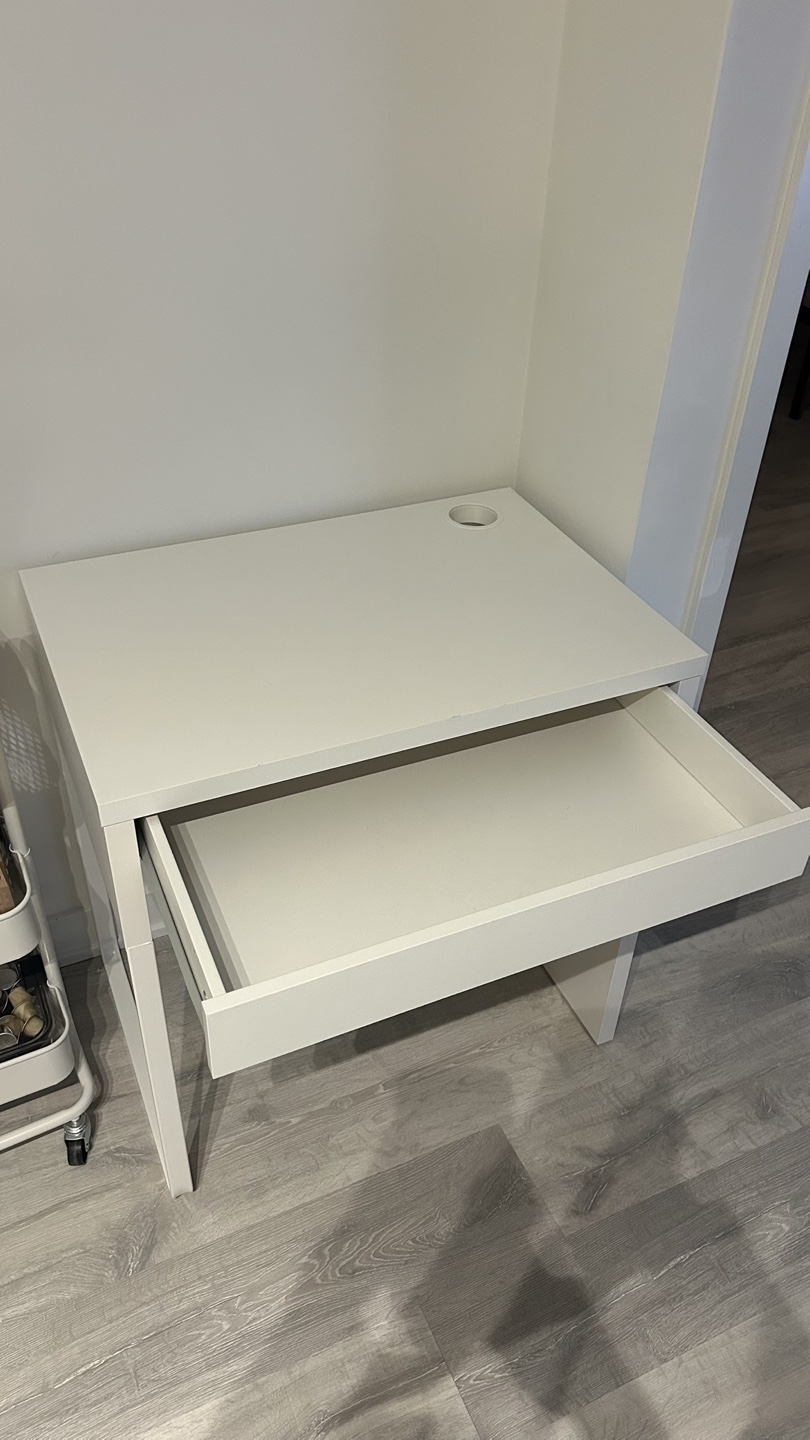 White IKEA Desk with Drawer - photo 2