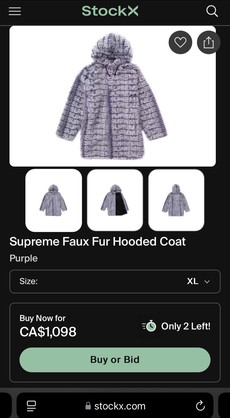 Supreme Faux Fur Hooded Coat -l - photo 2