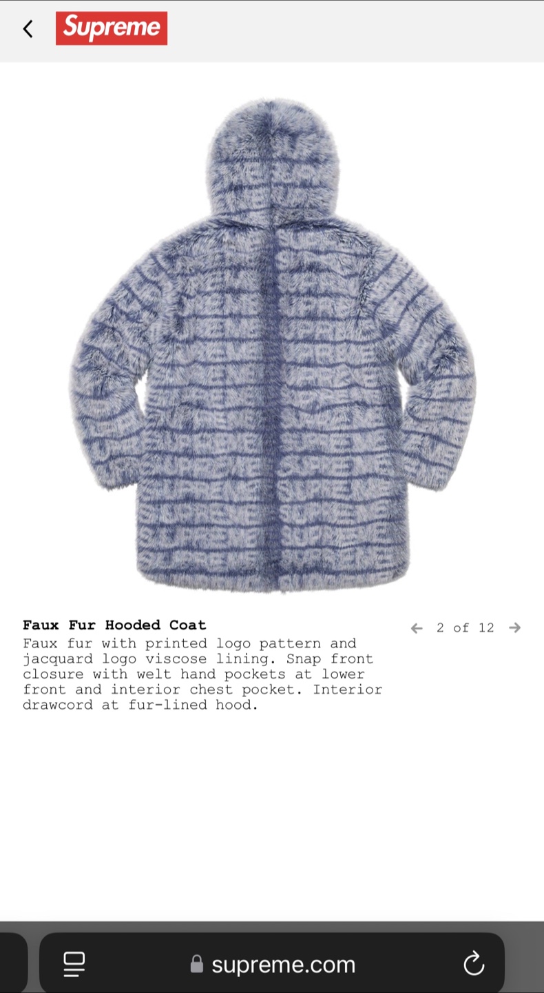 Supreme Faux Fur Hooded Coat -l