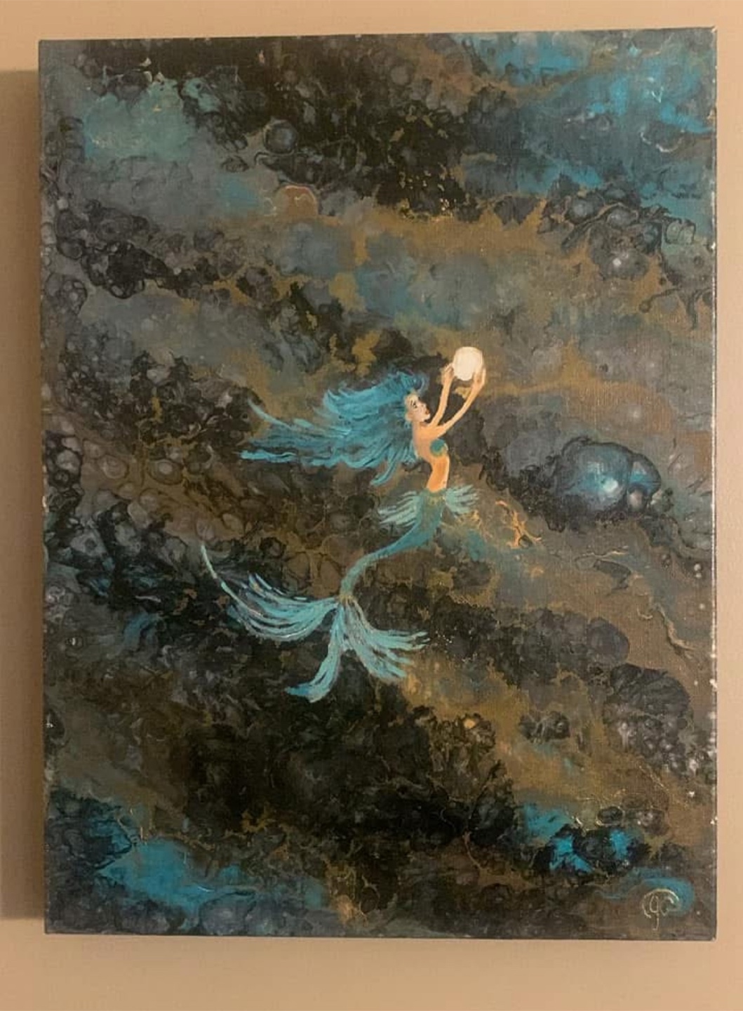 Original Mermaid Painting on Canvas