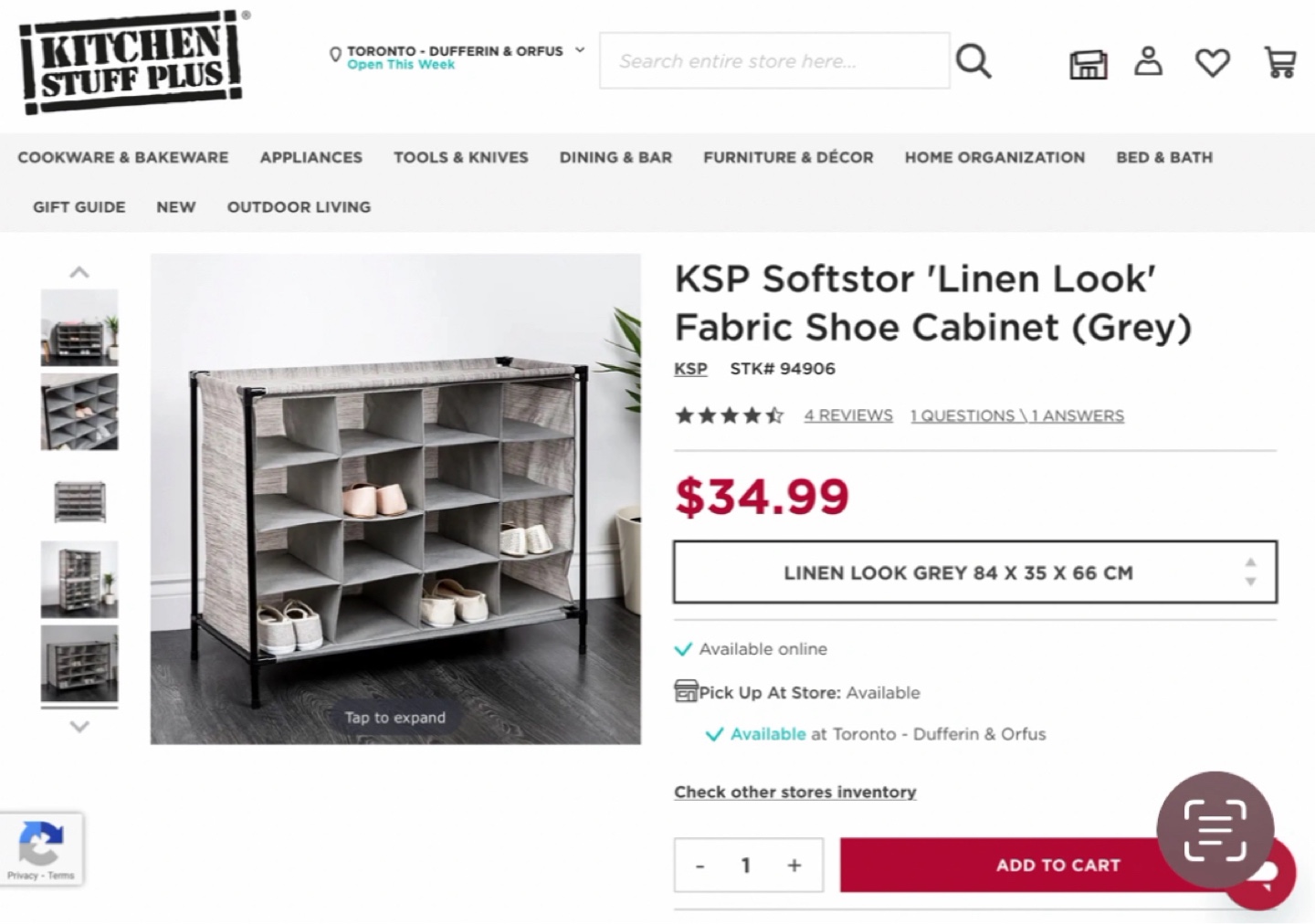 KSP Softstor 'Linen Look' Fabric Shoe Cabinet (Grey) - photo 5