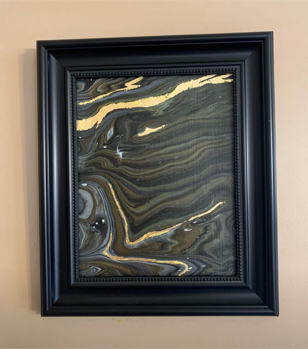 Framed Abstract Pour Painting