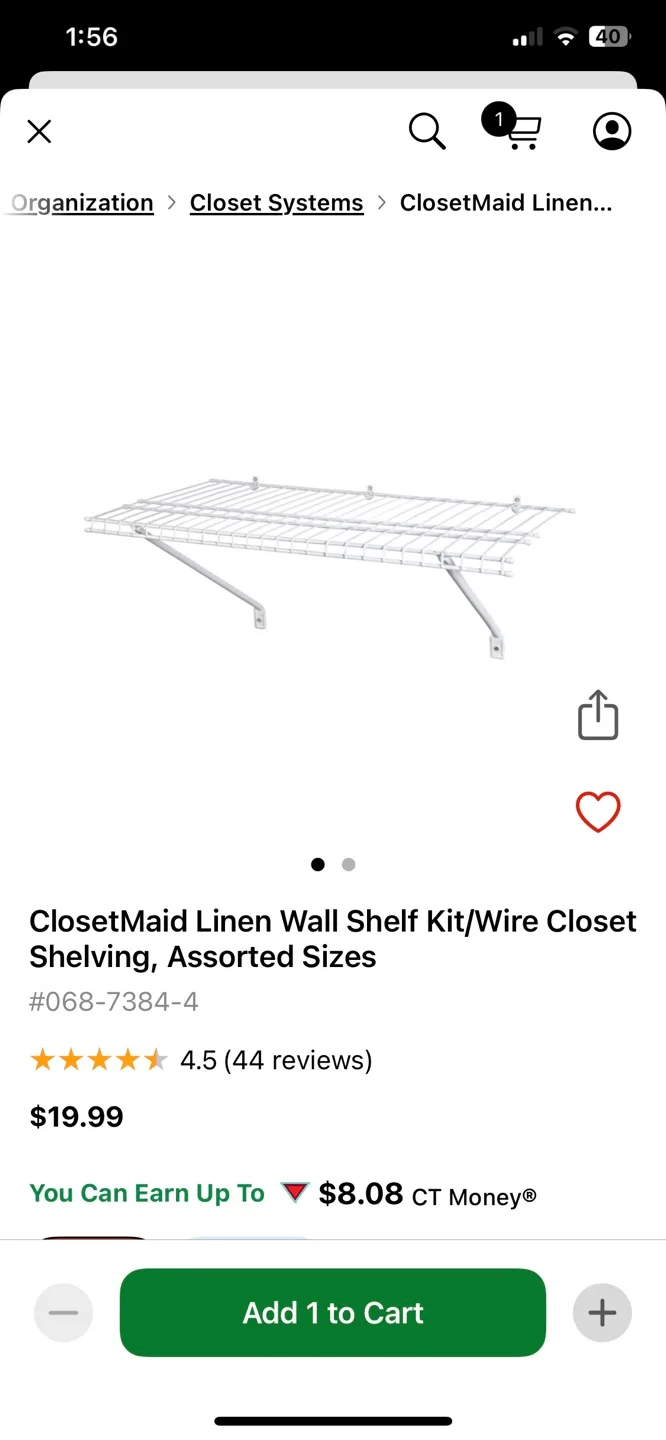 ClosetMaid Linen Shelf Kit/Wire Closet Shelving image indicator(3)