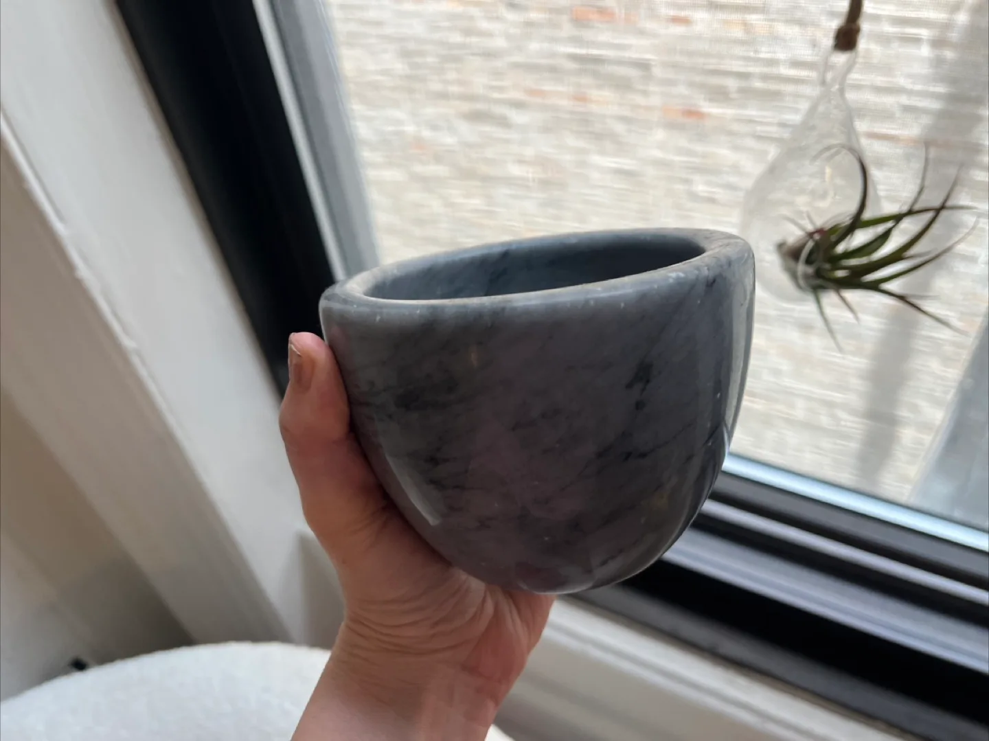 Grey Marble Mortar for grinding spices or avocado image indicator(2)