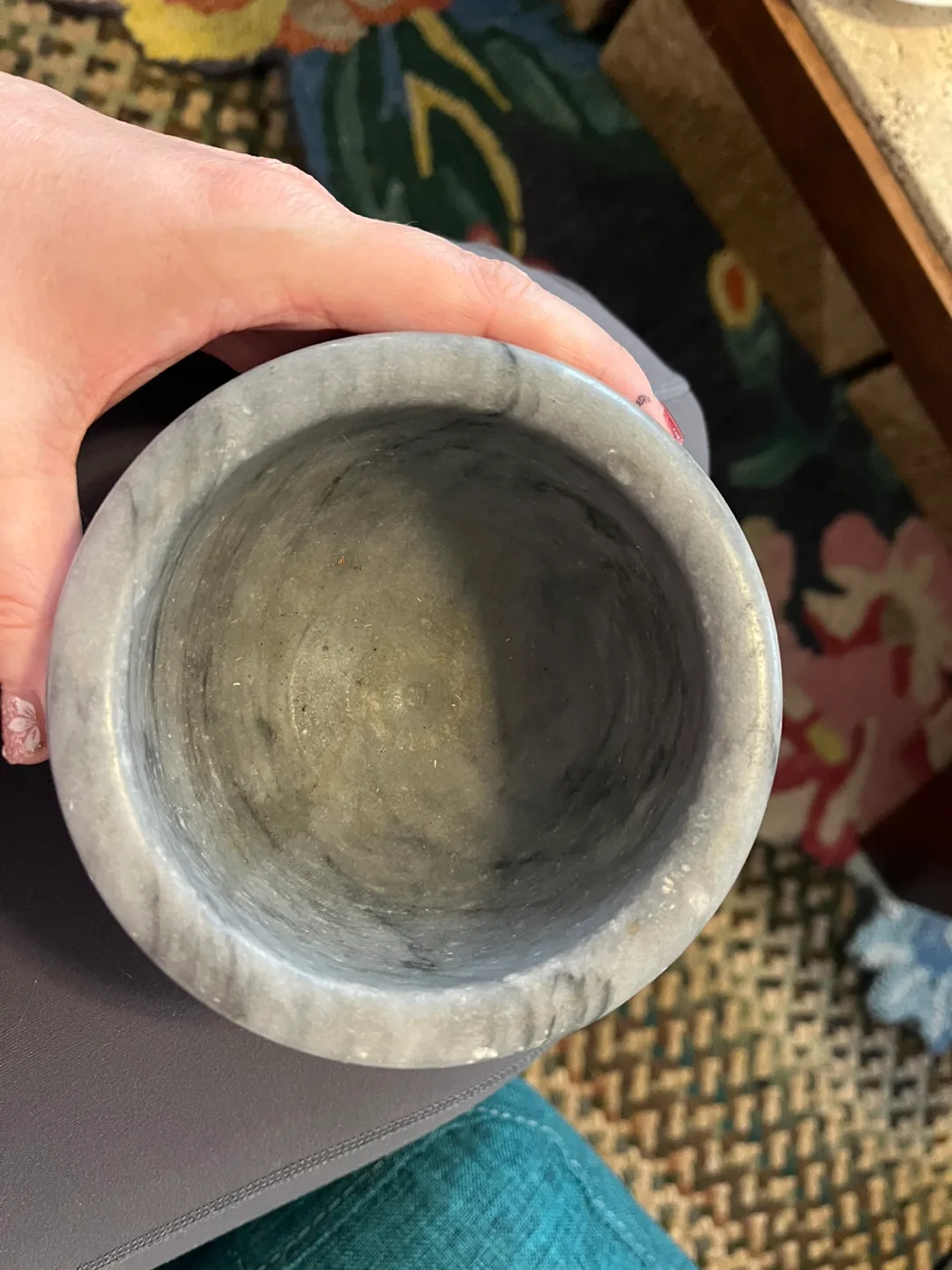 Grey Marble Mortar for grinding spices or avocado image indicator(3)