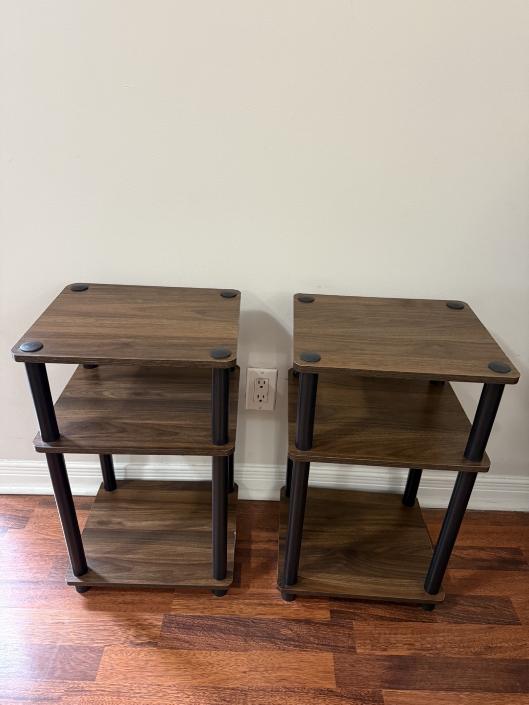 Wooden Side Table 3-Tier Storage Shelves Set