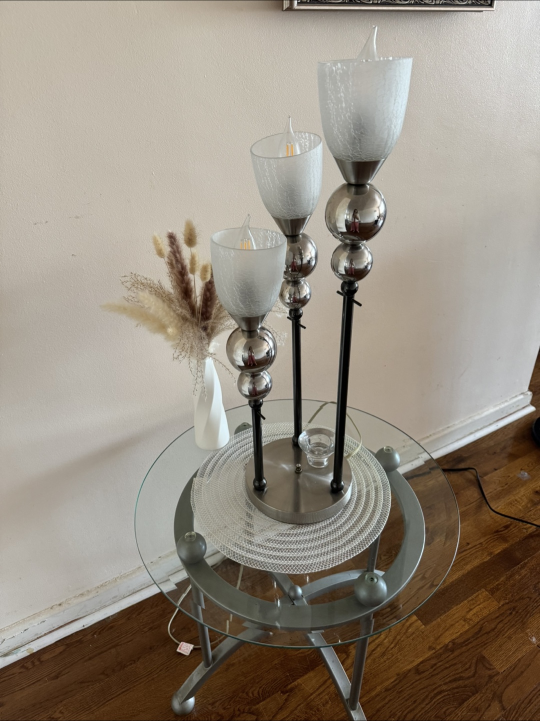 Round Glass Coffee Table and Two Side Tables with Metal Frame - photo 3