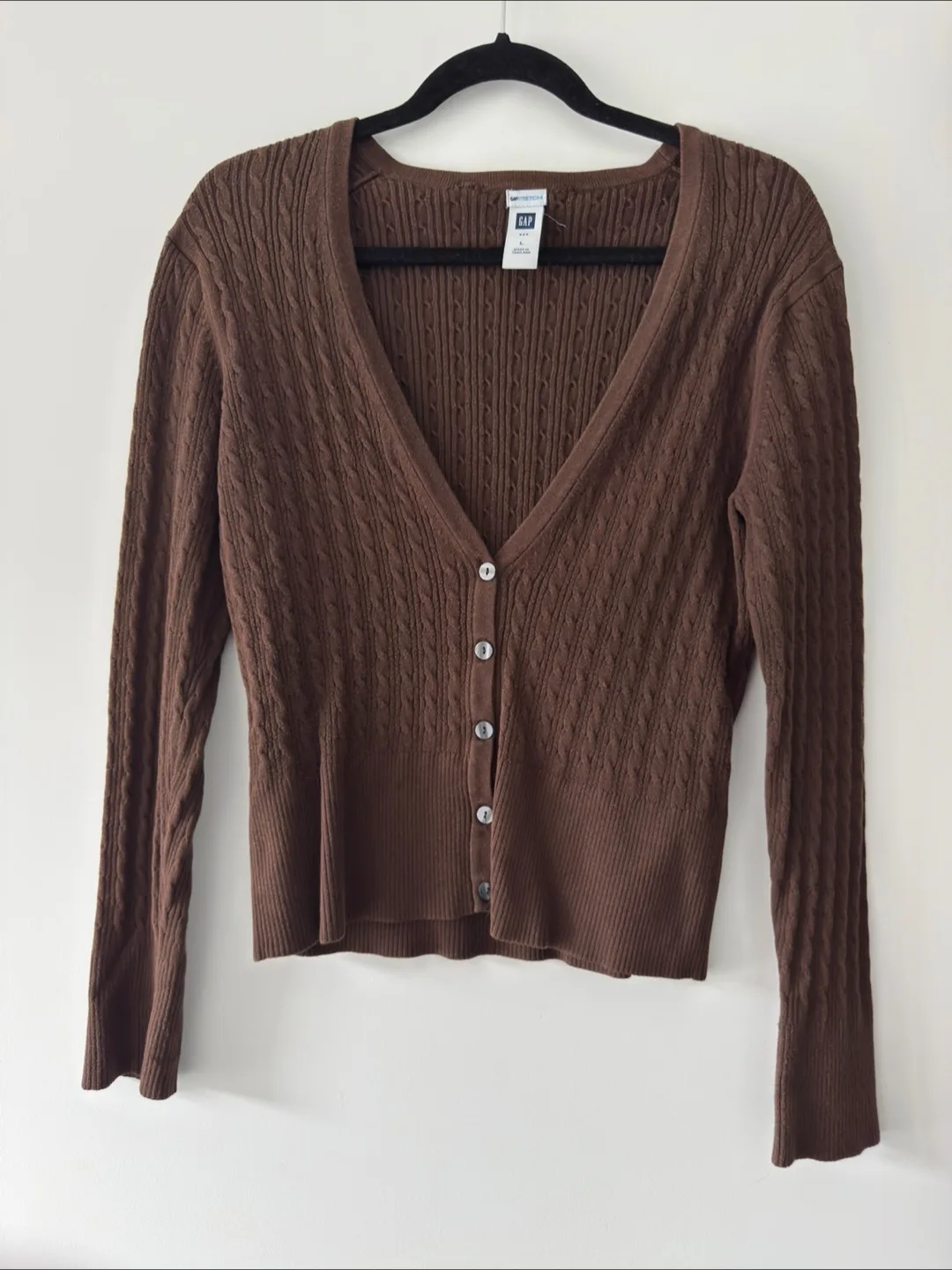 Gap Brown Cable Knit Cardigan - Size Large thumbnail