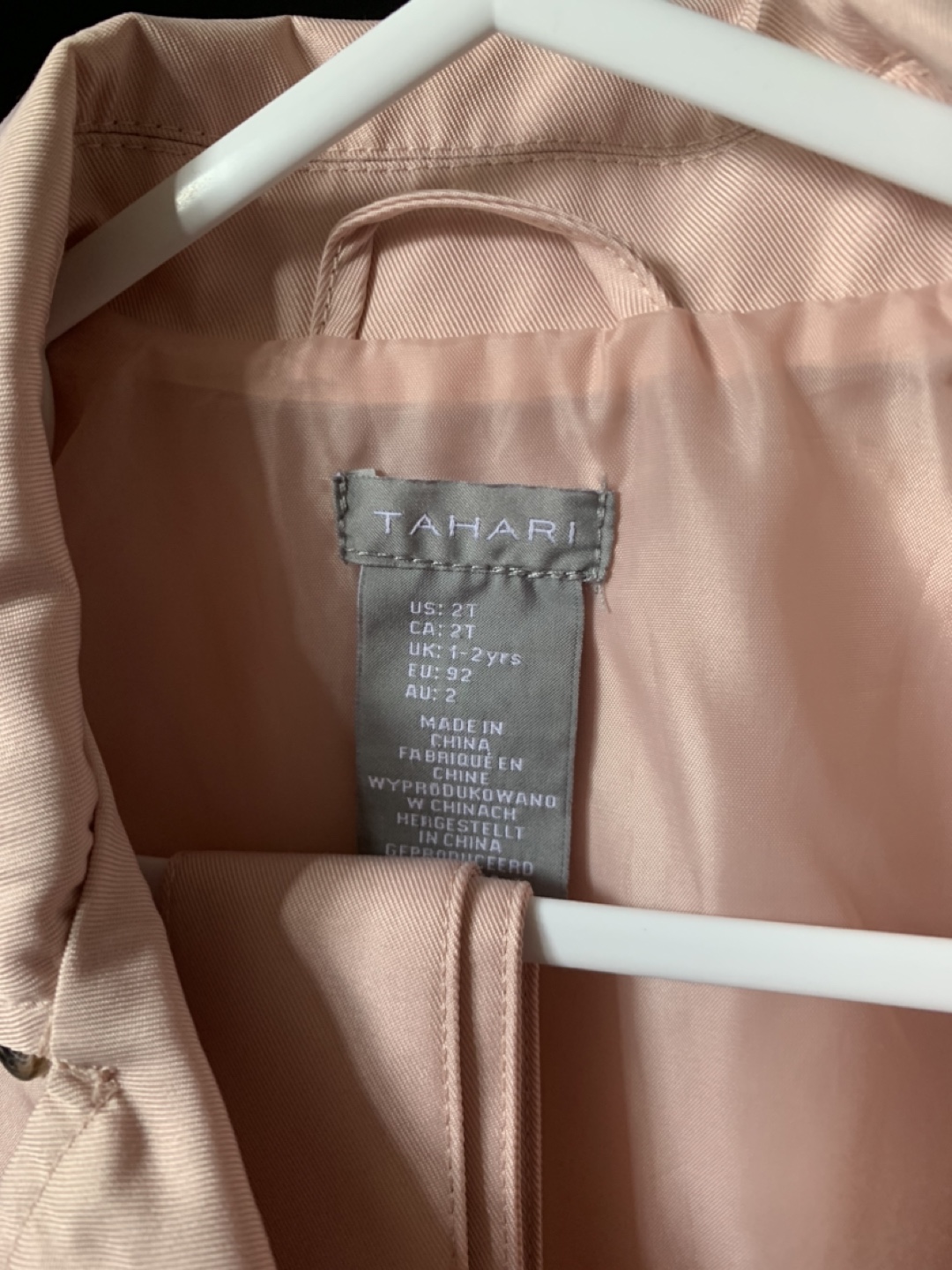 Tahari Toddler Girl's Pink Trench Coat, Size 2T - photo 4