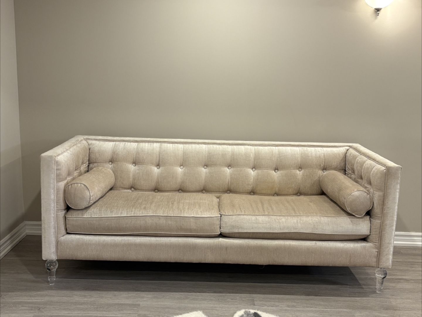 Elegant Beige Velvet Sofa