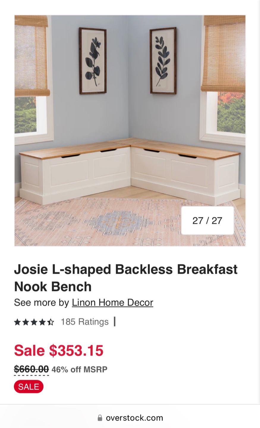 L-Shaped Backless Breakfast Nook Bench with Storage - photo 4