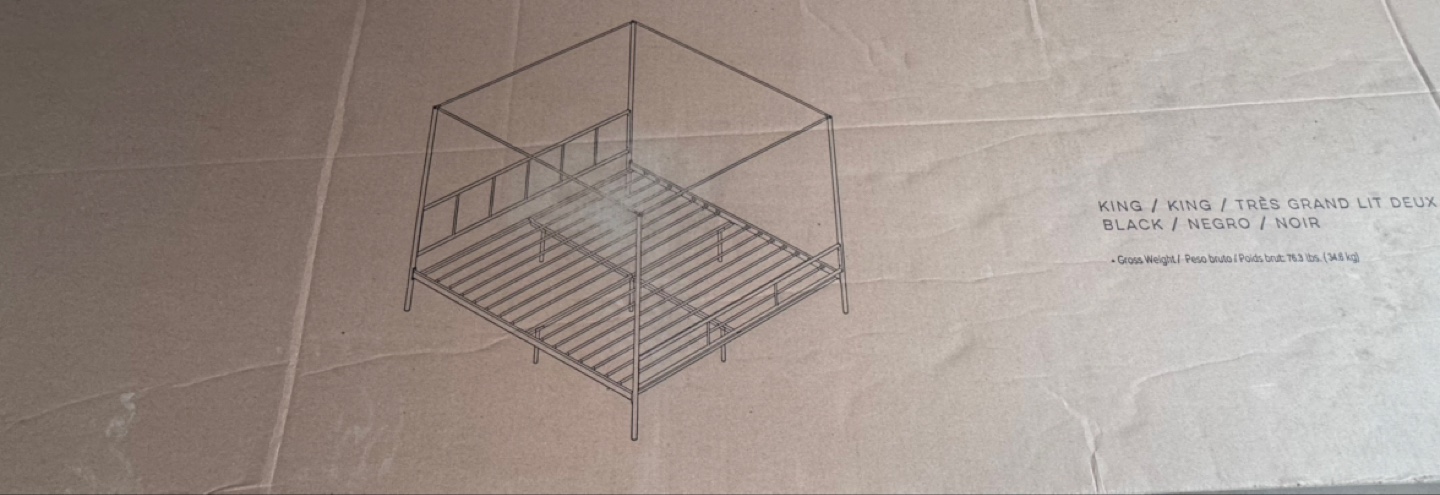 King Size Black Metal Canopy Bed Frame
