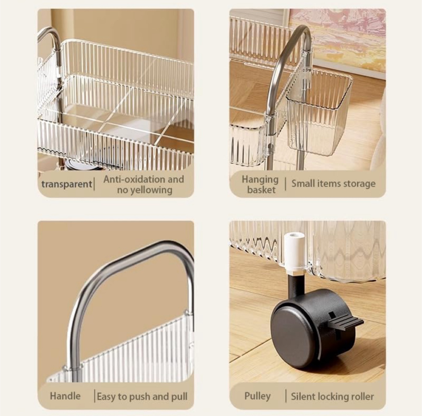 Four-Tier Rolling Utility Cart with 4 Baskets (Brand new) - photo 4