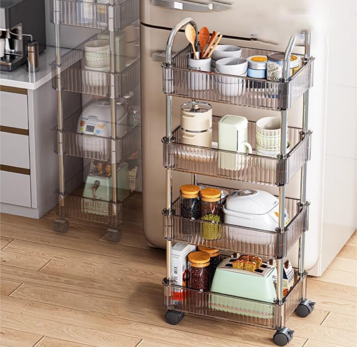 Four-Tier Rolling Utility Cart with 4 Baskets (Brand new)