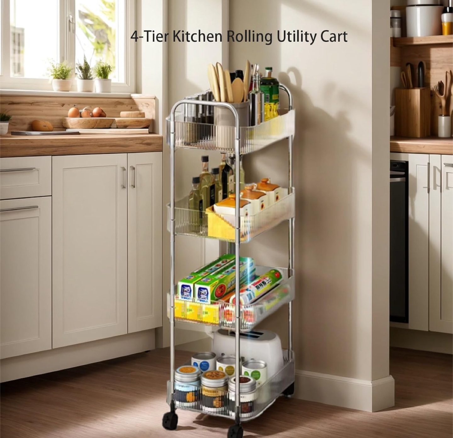 Four-Tier Rolling Utility Cart with 4 Baskets (Brand new) - photo 2