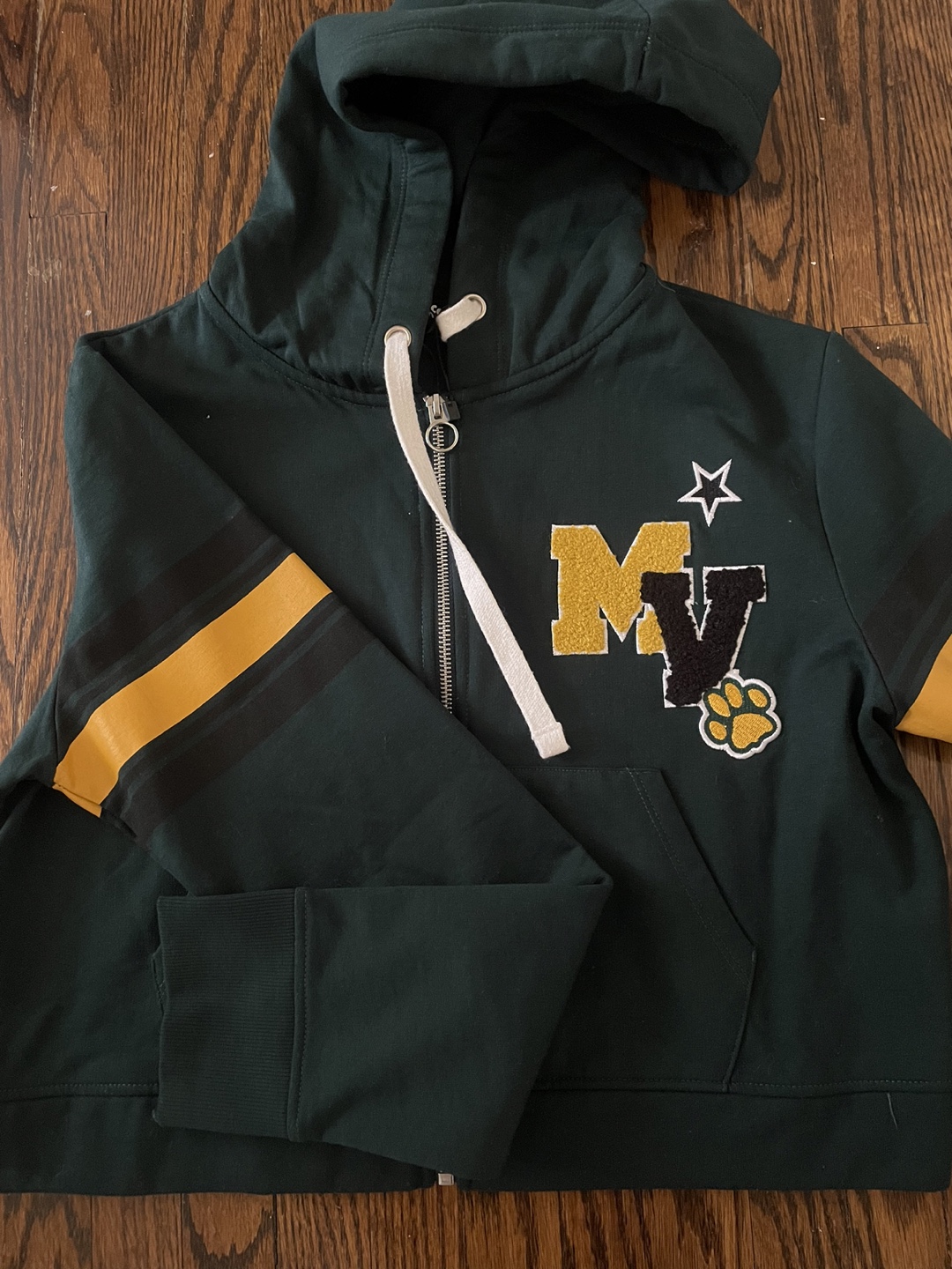 Green Varsity Zip-Up Hoodie