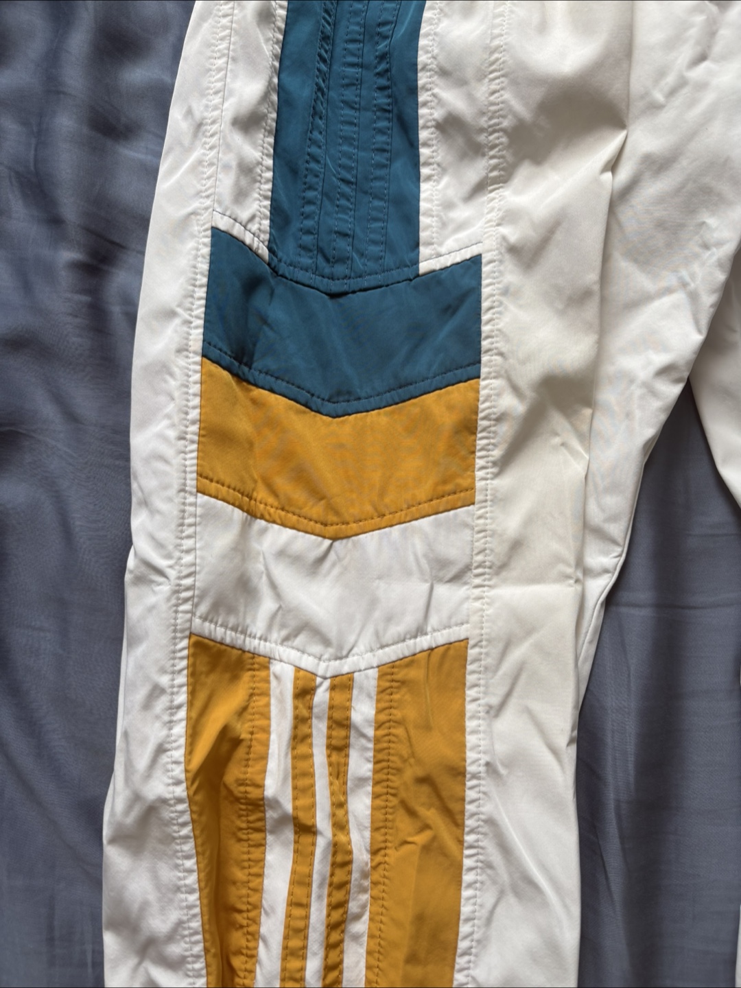 Huxley Style Track Pants - White, Gold, Teal - Size M - photo 3