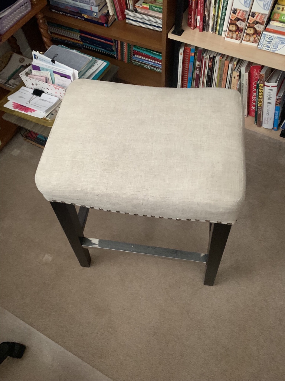 Light Beige Upholstered Bar Stool
