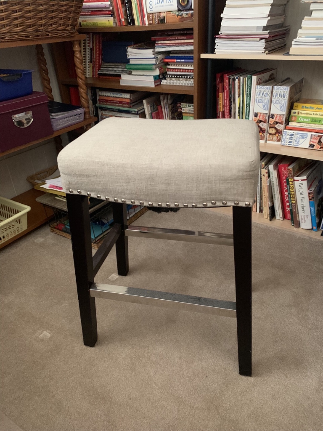 Light Beige Upholstered Bar Stool - photo 2