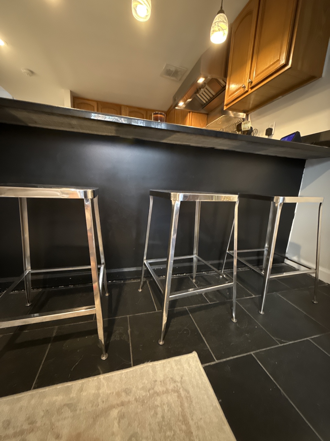 Set of Three CB2 Metal Counter Stools - photo 2