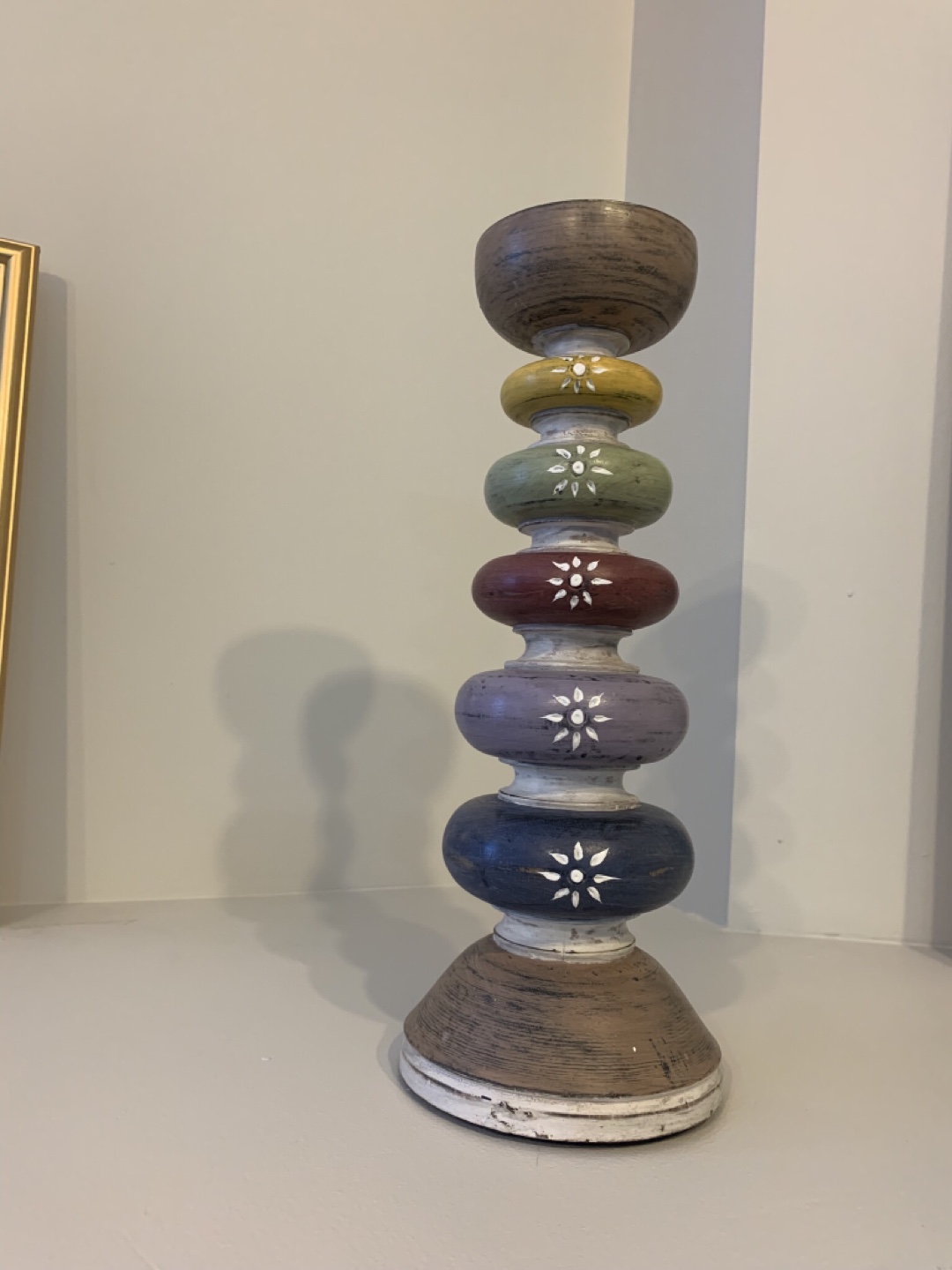 Multicoloured Wooden Candle Holder - photo 2