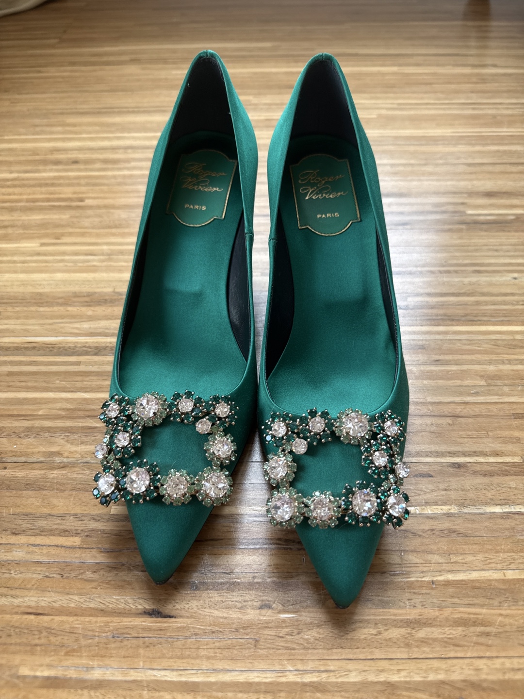 Roger Vivier Decolleté Sin Flower Strass 65 Pumps—Green