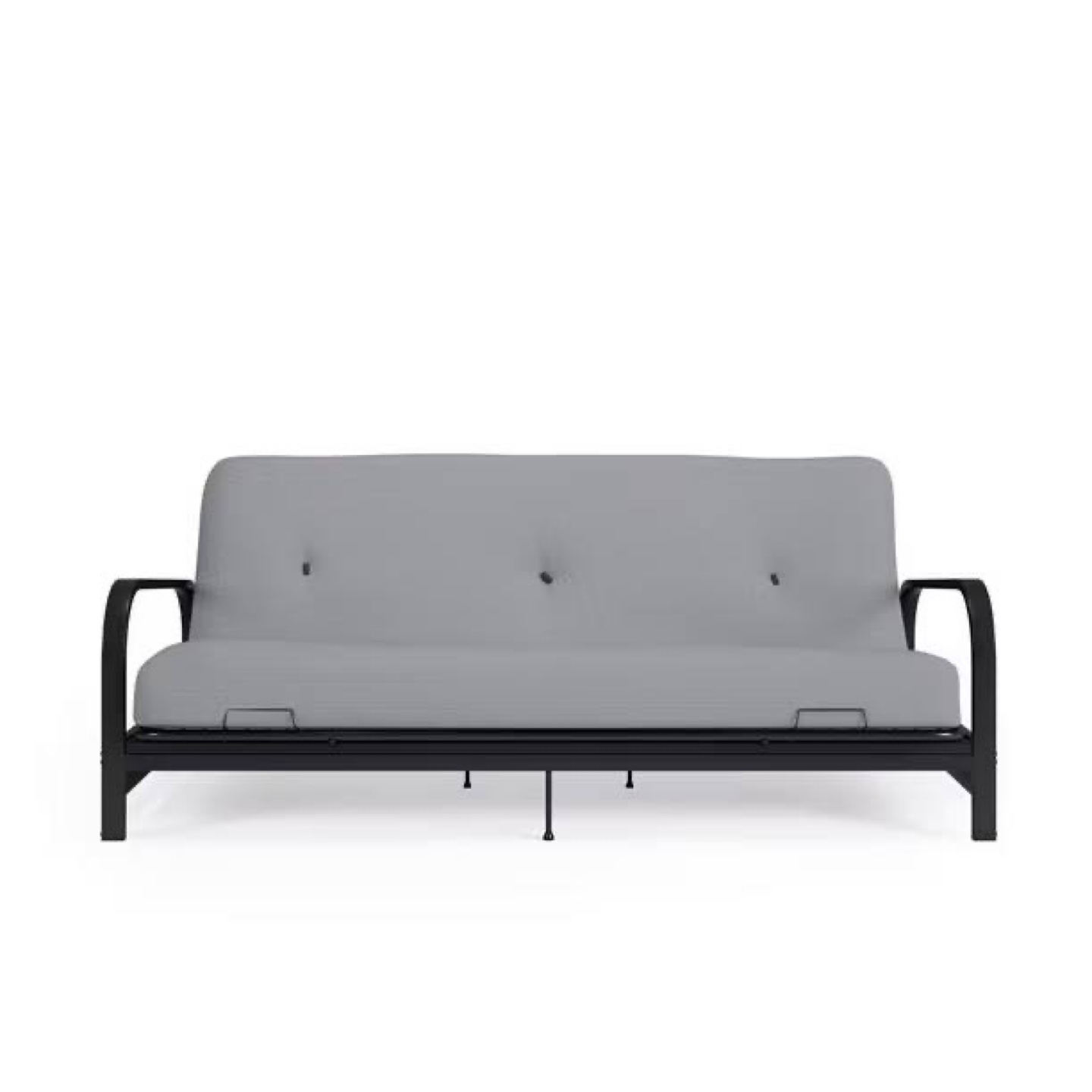 Futon Sofa Bed - Grey Fabric, Black Metal Frame - photo 2
