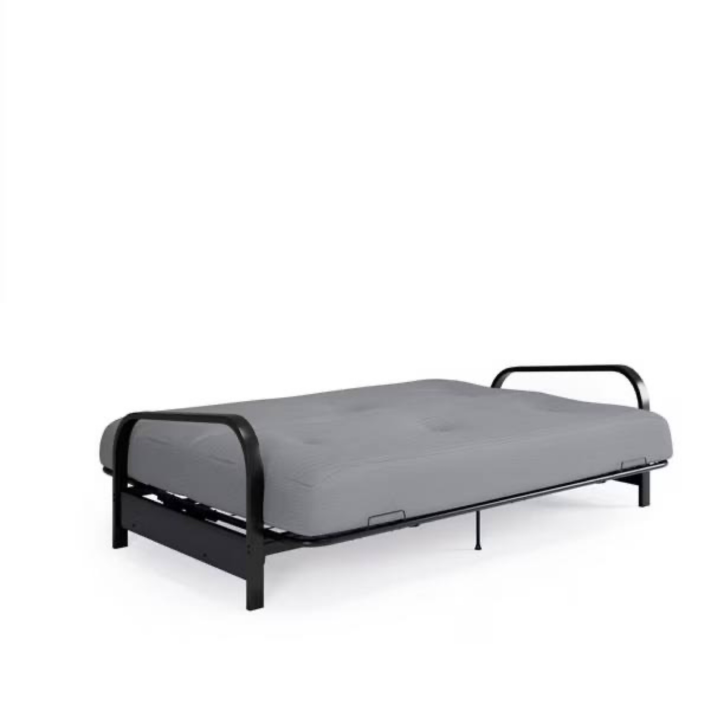 Futon Sofa Bed - Grey Fabric, Black Metal Frame - photo 4