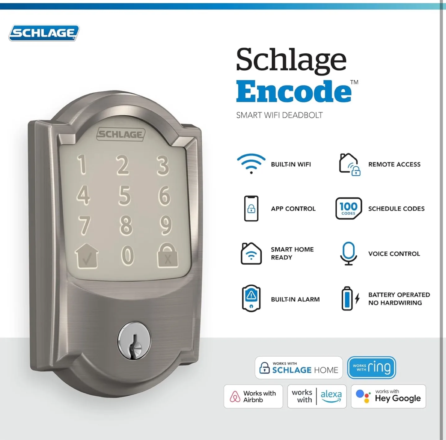 Schlage Encode Smart WiFi Deadbolt - Camelot Trim image indicator(4)