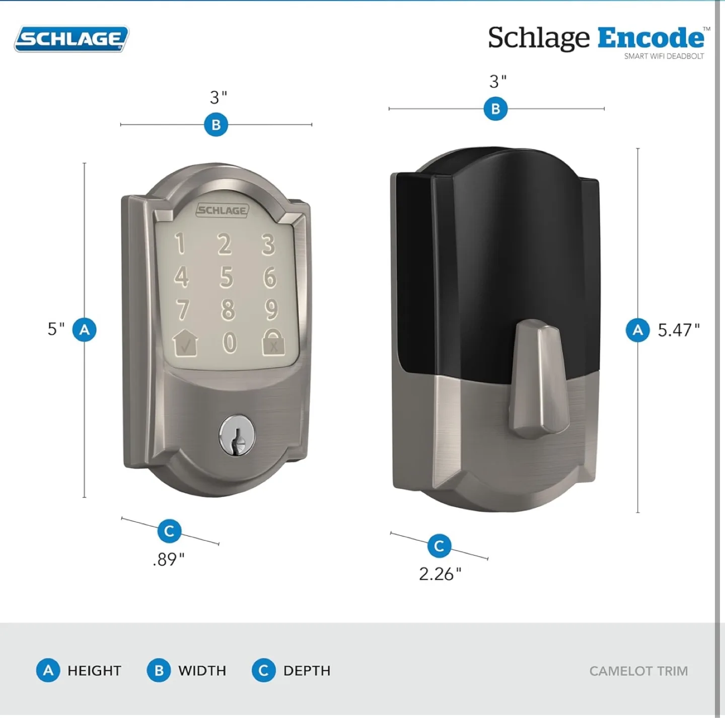 Schlage Encode Smart WiFi Deadbolt - Camelot Trim image indicator(3)