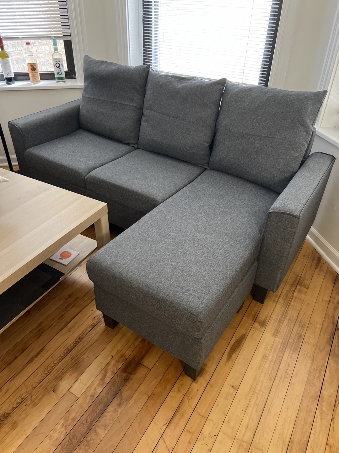 Gray Sectional Sofa with Chaise Lounge