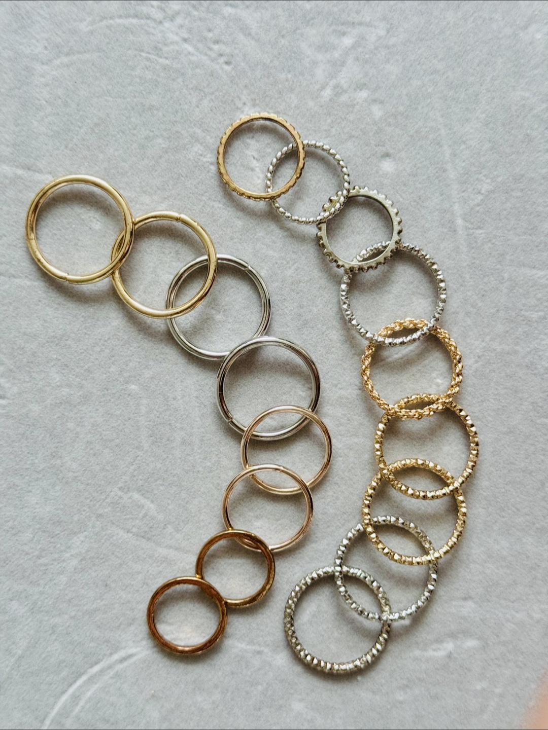 Set of 24 Gold and Silver Stacking Rings