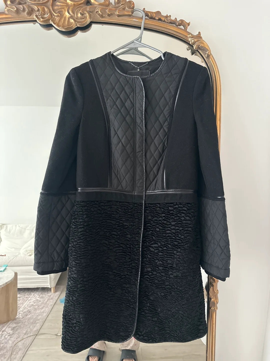 Bcbg Maxazria Black Quilted & Textured Coat thumbnail