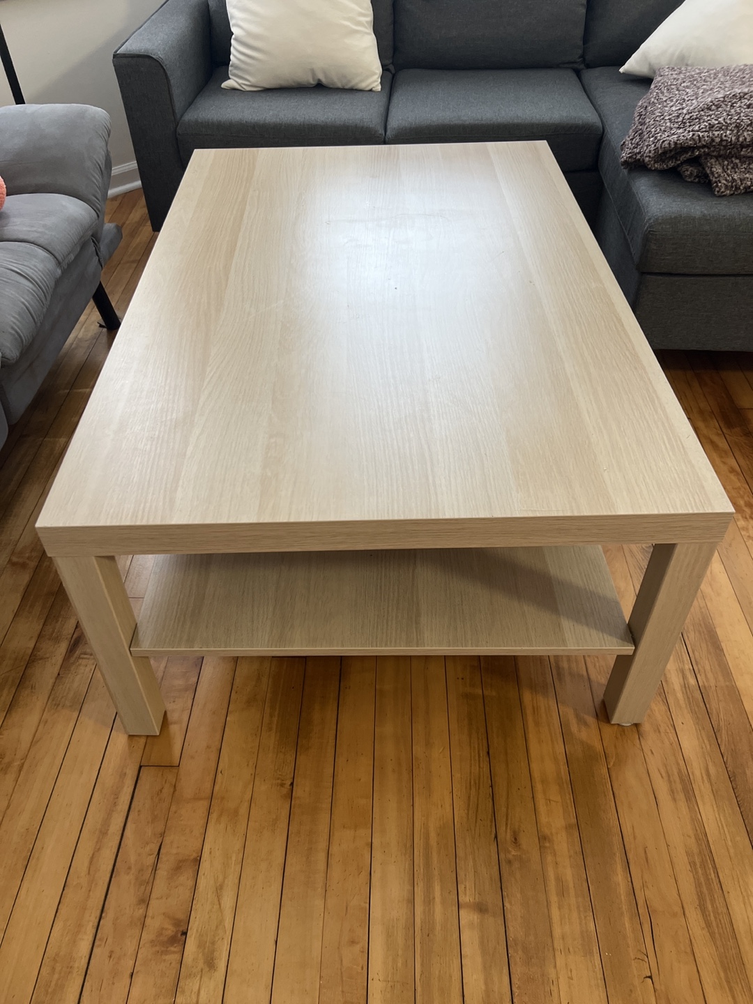 Light Wood Coffee Table with Shelf