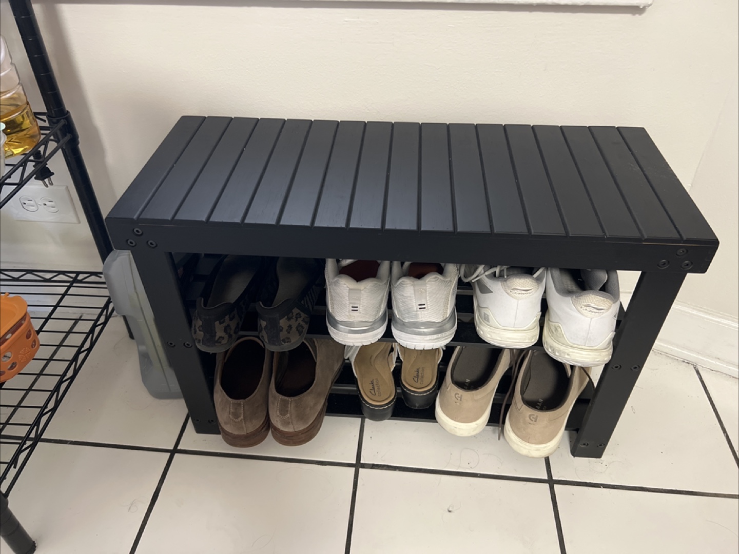 Black Shoe Rack Bench