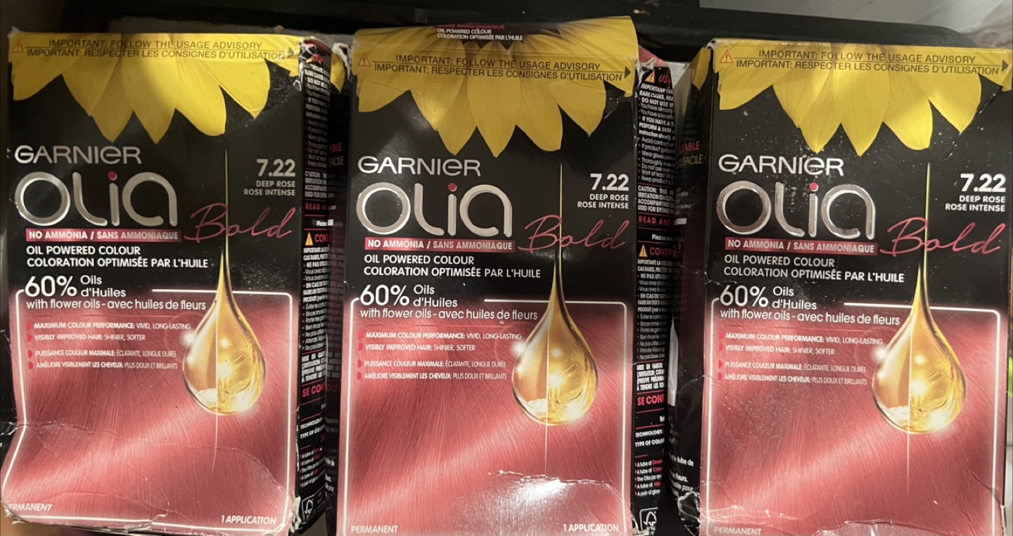 Garnier Olia Bold 7.22 Deep Rose Intense Hair Colour (3 Packs)