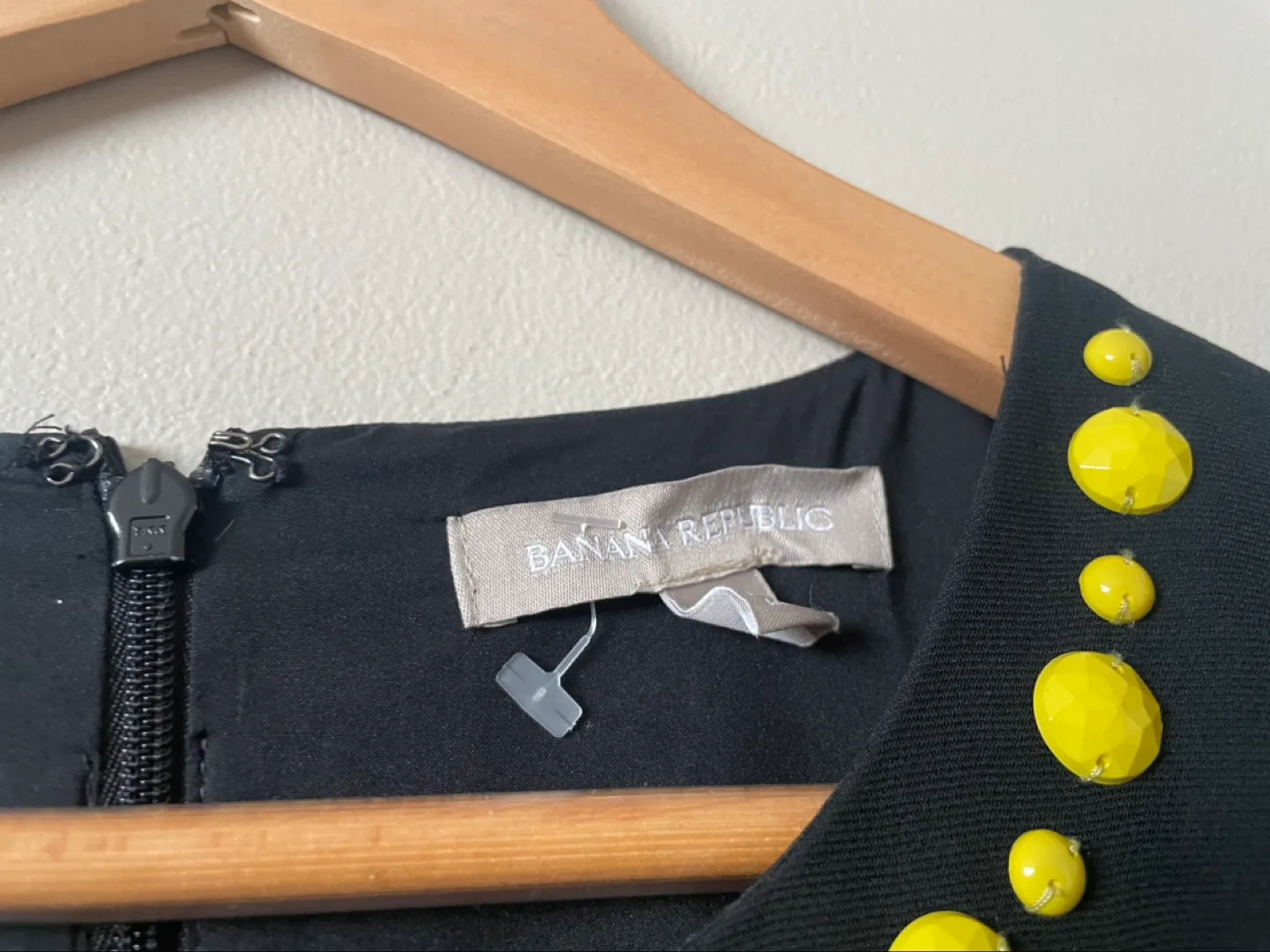 Banana Republic Black Sleeveless Top with Yellow Beaded Neckline image indicator(4)