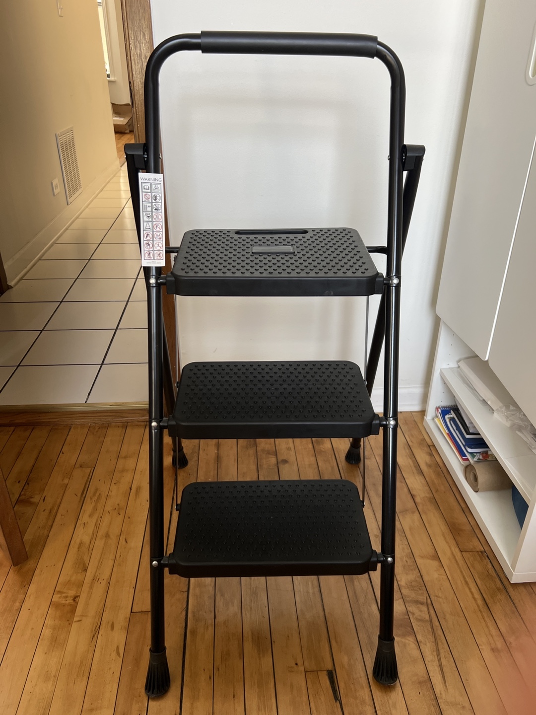 Black 3-Step Folding Step Stool