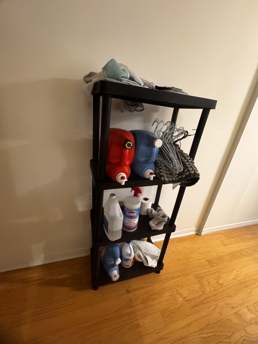 4-Tier Black Plastic Shelving Unit
