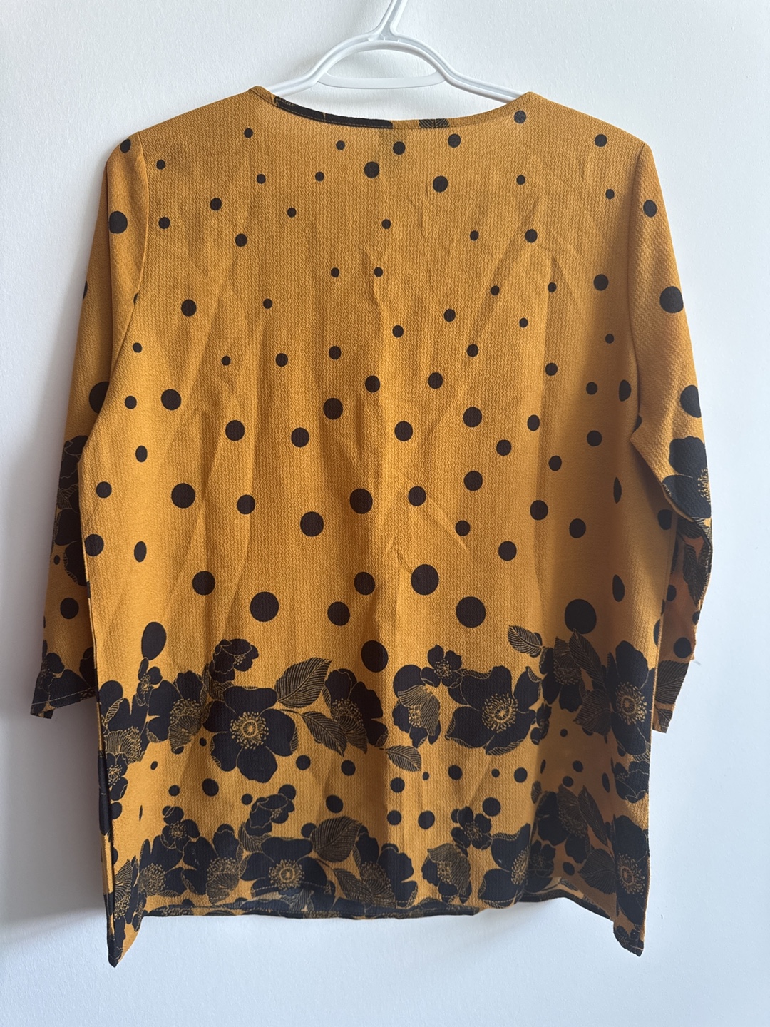 Mustard Yellow & Black Floral Top - Size M-L - photo 2