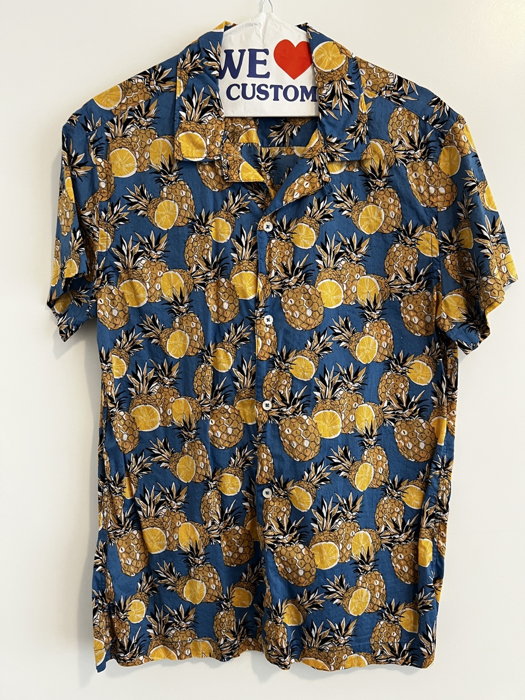 Men's Pineapple Print Short Sleeve Shirt - Size XS