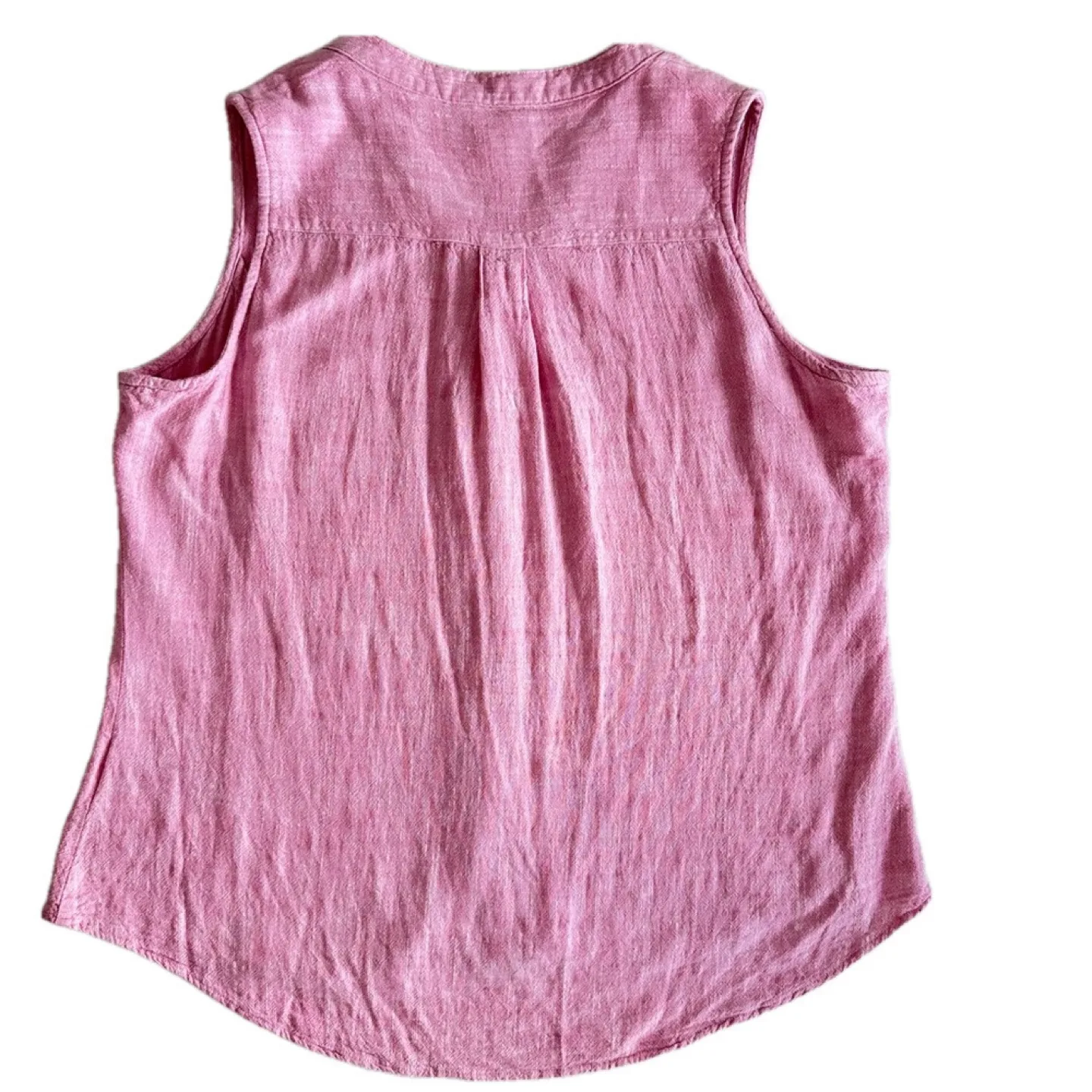 Weatherproof Pink Linen Sleeveless Button-Down Top - Size L image indicator(4)