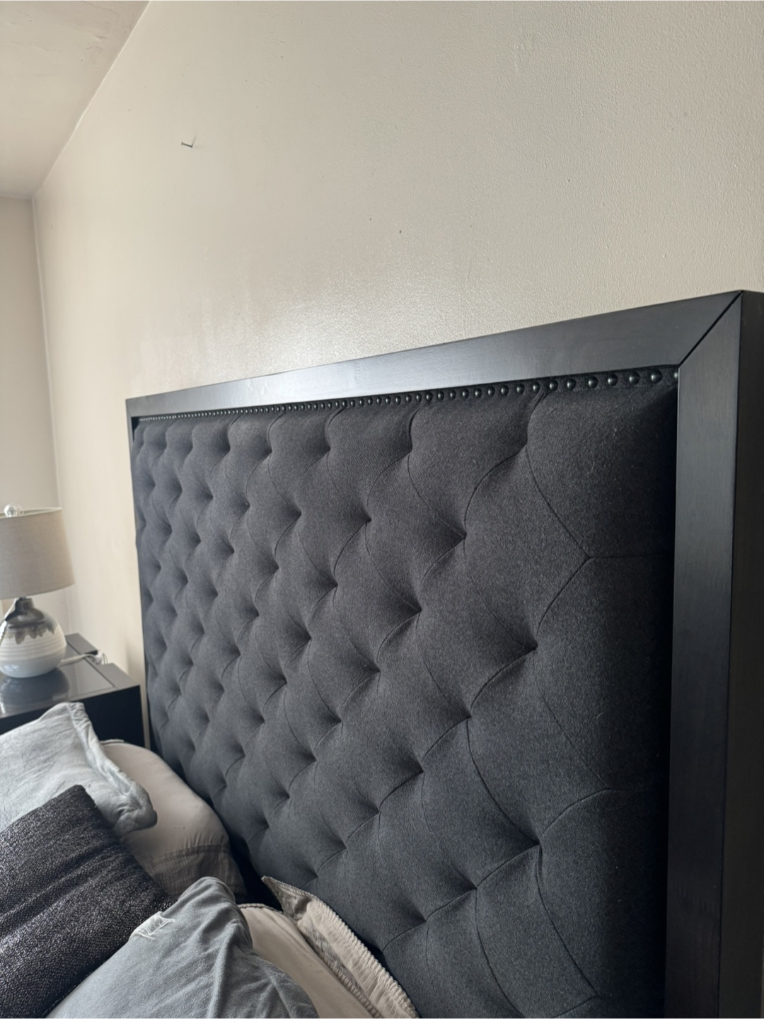 Queen Size Upholstered Headboard and Bed Frame