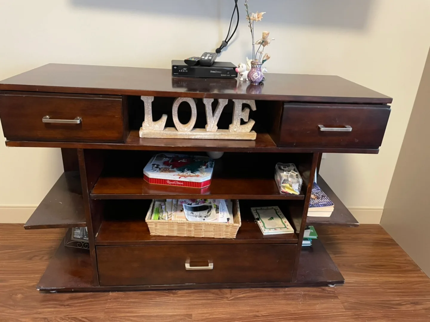 💚Dark brown wood media console thumbnail