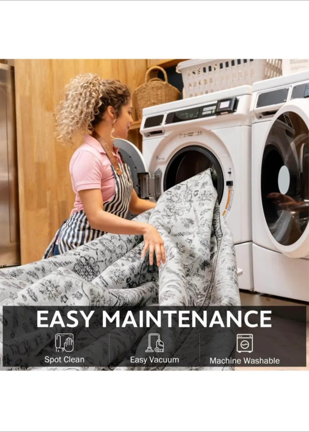 New Elegant Grey and White Area Rug Floral 5x7 image indicator(7)