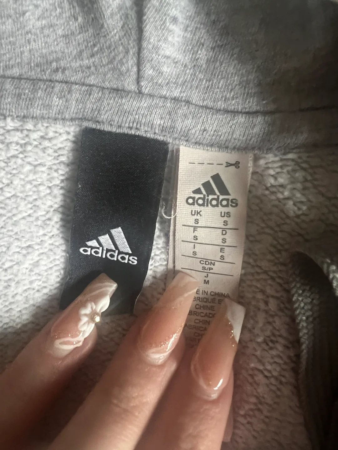Adidas Grey Zip-Up Hoodie - Size Small image indicator(2)