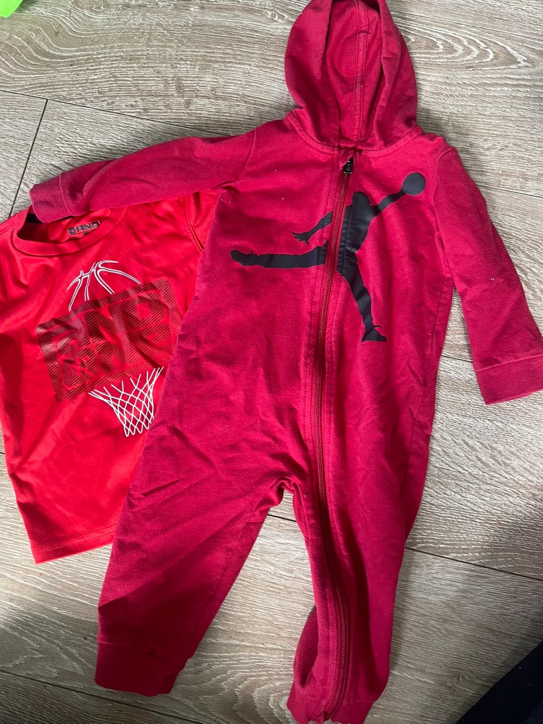 Baby Boy's Red Jordan Outfit - Jumpsuit and Shirt thumbnail