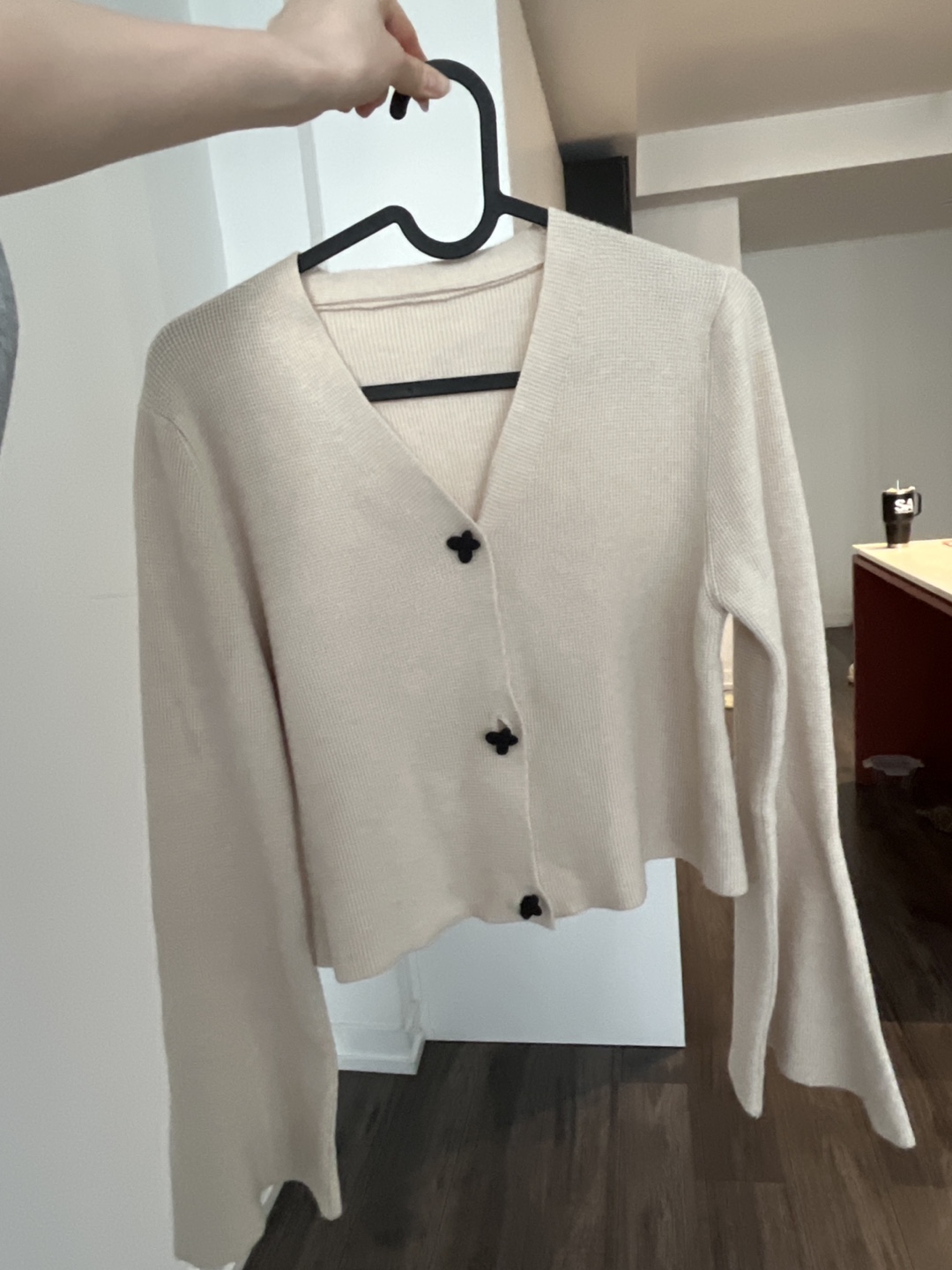 cropped cardigan with bell sleeves