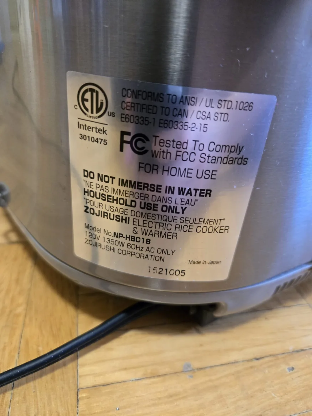 Used Zojirushi Rice Cooker NP-HBC18 image indicator(8)