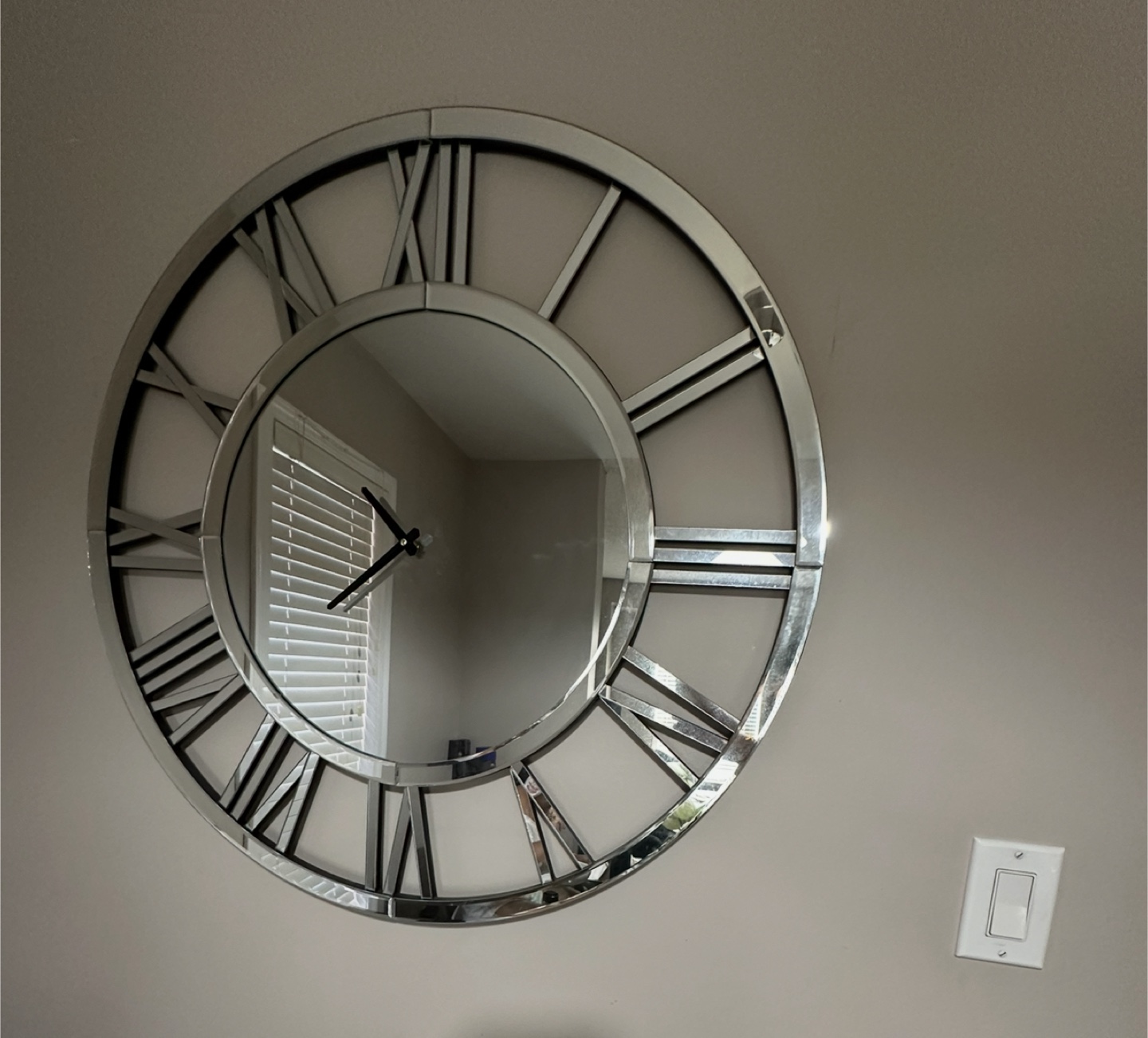 Large Mirrored Roman Numeral Wall Clock